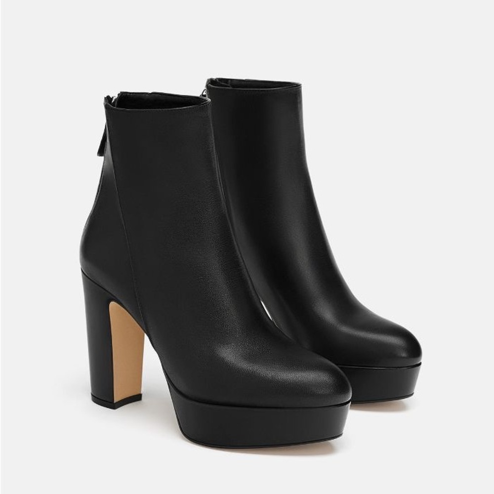 NWT Zara black leather platform bootie sz 40 or 9  $149